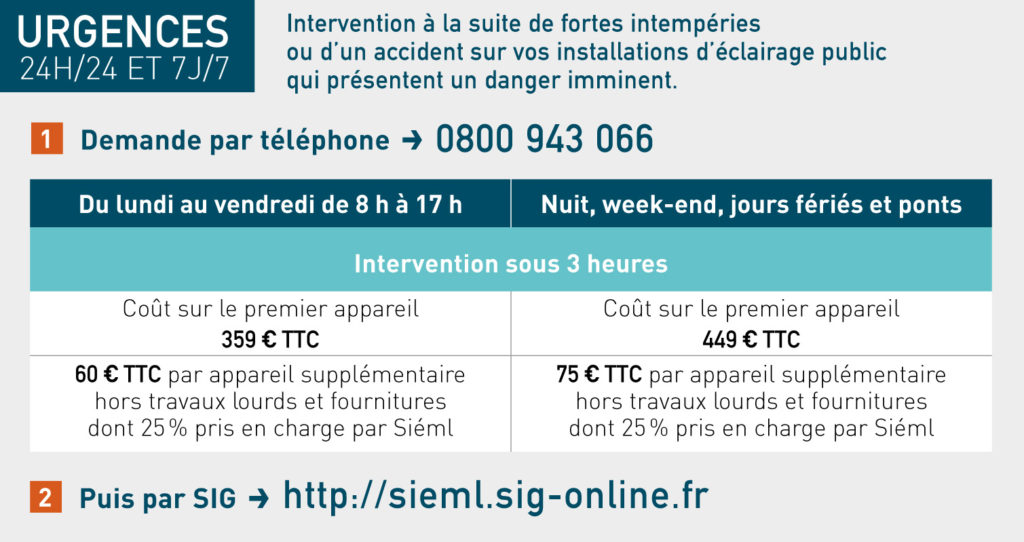 tarifs éclairage public urgences
