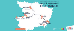 Carte de localisation des borne de recharge pour vélos électriques anjou